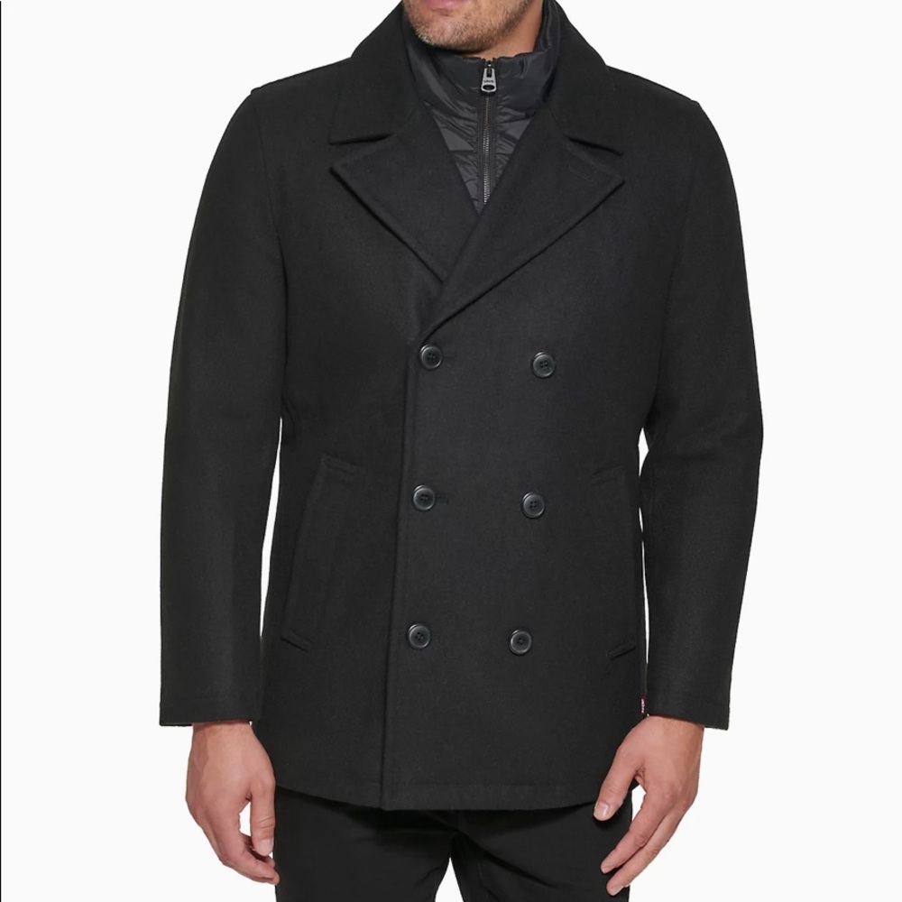 Levi's Wool-Blend Peacoat with Puffer Bib